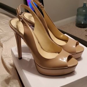 Beige Patent Leather Heels